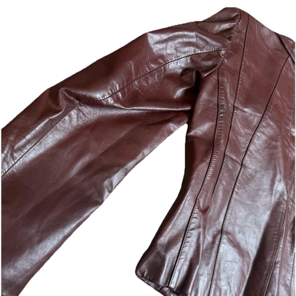 Wilson Burgundy Leather Blazer Jacket for Women - Picture 11 of 16